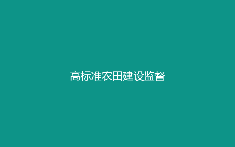 2024年 · 高标准农田建设监督