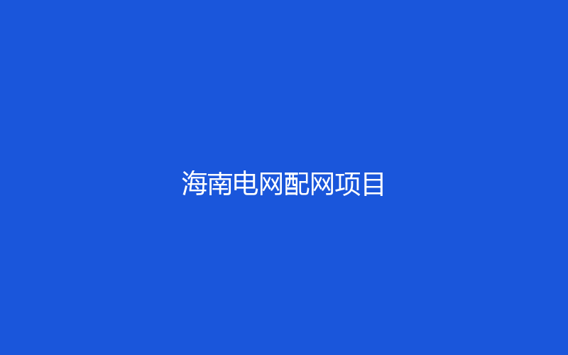 2026年 · 海南电网配网项目