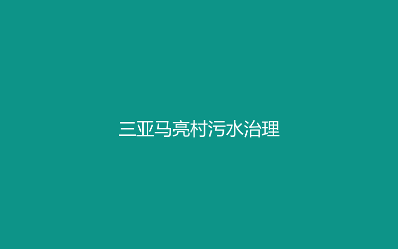 2025年 · 三亚马亮村污水治理